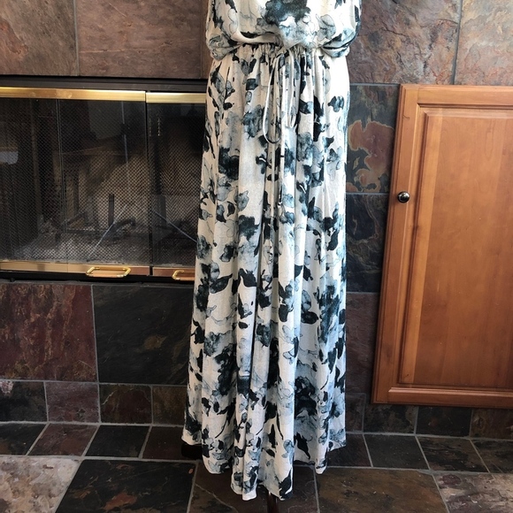 Raquel Allegra Floral Silk Maxi Dress Drawstring 1 - Picture 5 of 8